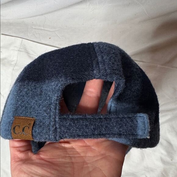 C.C  Exclusive Women’s Navy and Black Plaid Terry Baseball Hat. - Picture 4 of 7